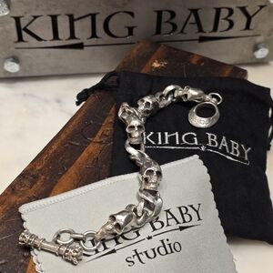 King Baby Studio Silver Skull Chain Bracelet